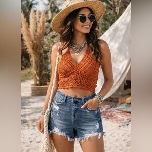 Judy Blue High Waist Distressed Cutoff Shorts Dark Wash Stretch Denim 1XL